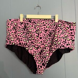 Torrid Pink Leopard Print High-Waist Swim Bottoms